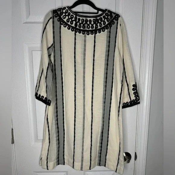SOFT SURROUNDINGS Coco De Mer Cotton Striped Embroidered Dress Size Petite‎ XS - Picture 3 of 7